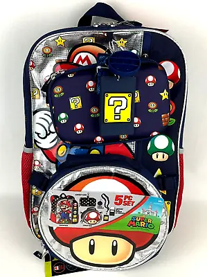 Super Mario Backpack 17  Lunch Bag Gadget Case Popi Dangle ID Holder 5 Piece • $22.87