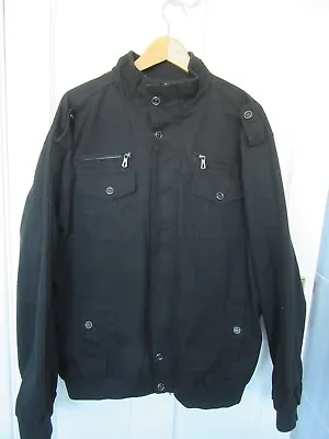 KEFITEVD  Multi Pocket Cargo Military Style Black Cotton Jacket SizeXL • £9.75