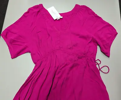 Elbow Sleeve Cinch Waist Woven V Neck Maternity Dress - Isabel Maternity Pink • $9.95