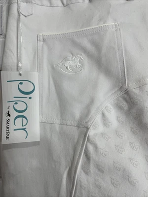 $38 • Buy NWT SmartPak Piper Original Silicone Grip Full Seat Breeches - 38 Reg - WHITE