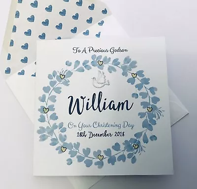 £4.99 • Buy Personalised Boy Christening Baptism Dedication Confirmation Card Godson Boy