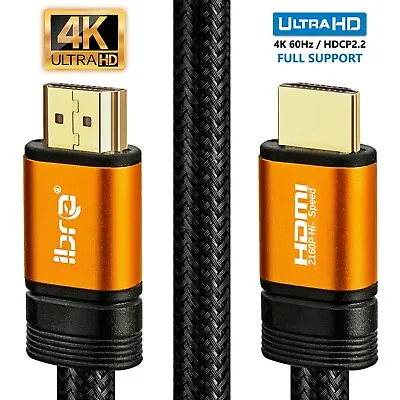 Premium 4k Hdmi Cable 2.0/2.1 High Speed Gold Plated Braided Lead 2160p 3d Hdtv • £36.95