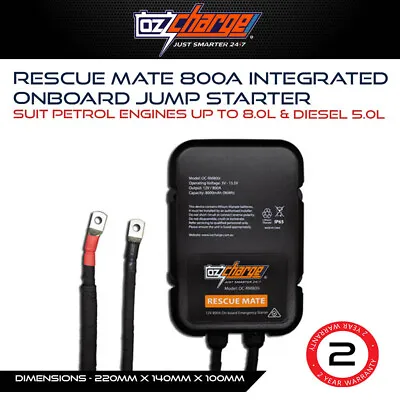Rescue Mate 800A Integrated Onboard Jump Starter Suits Petrol Engines Up To 8.0L • $559.20