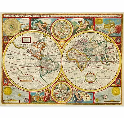 1651 Historic John Speed Old World Map Accurat Map 17th Century 24x18 Or 32x24 • $12.89