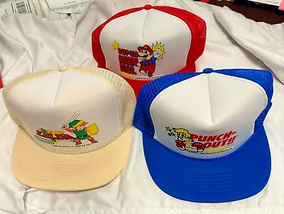 Zelda Tan Super Mario Red Punch-Out Royal Blue - Nintendo Mesh Hats 1988- NEW • $124.95