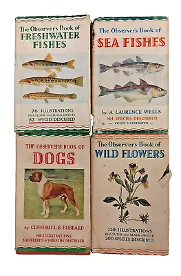 The Observer Book Of  Wild Flowers Sea Freshwater Fish Dogs Book Bundle X 4 • £14.99