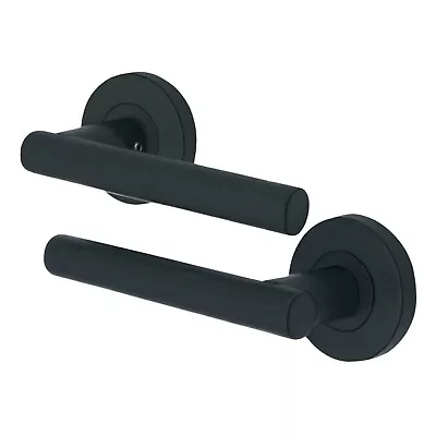 Black Door Handles Round Rose For Internal Doors • £10.90
