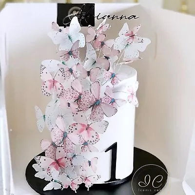 24 Pink N White Edible Butterflies Wedding Anniversary Baby-shower Birthday CAKE • $20.13