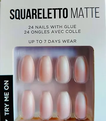 False Nails Squareletto Coffin Matte French Ombre 24pk + Glue • £3.99