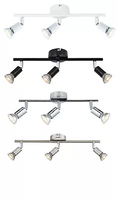  Modern 3 Way Adjustable LED GU10 Ceiling Spotlight Bar Kitchen Light • £15