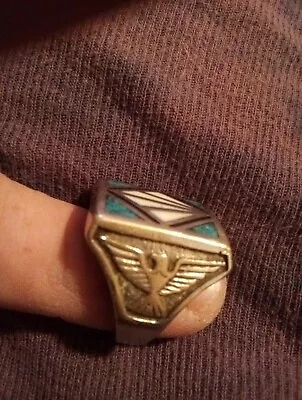 Silver And Turquoise Freemason Ring • $99