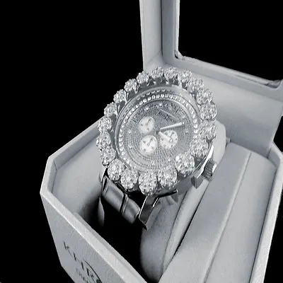 Mens Khronos White Gold Finish Real Diamond Joe Rodeo Cluster Bezel Iced Watch  • $179.99