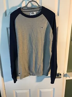 LE SHARK Knit Men's Sweater Pullover Jumper 100% Cotton Size XL GREY/Blue • £5.95