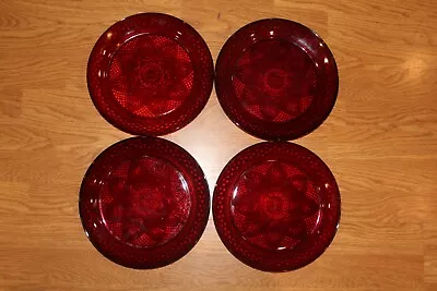 Set Lot Of 4 Large 10  Ruby Red  Vintage France Dinner Plates • $79