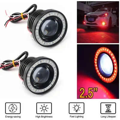 2.5 Inch 64MM Car COB LED Fog Light Projector Red Angel Eyes Halo Ring DRL Lamp • $26.99