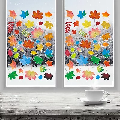 Thanksgiving Turkey Stickers Pumpkin Maple Leaf Creative Static Sticker Window • $7.50