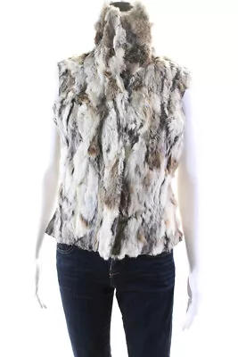 Designer Women's Rabbit Fur Lined Sleeveless Vest Brown Size Small LL19LL • $19.99