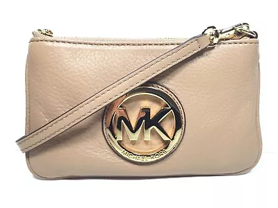 Michael Kors Fulton Leather Wristlet Dark Khaki $116 • $46.75