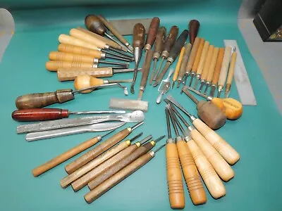 Lot Of 45 Various Wood Carving Craft Tools Some Odd Balls • $22