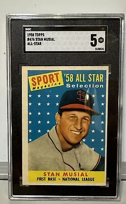 1958 TOPPS VINTAGE #476 Stan Musial SGC Graded 5 St Louis Cardinals • $84.88