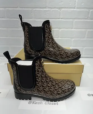Michael Kors Sidney Women's Designer Rain Boots Black Brown • $99
