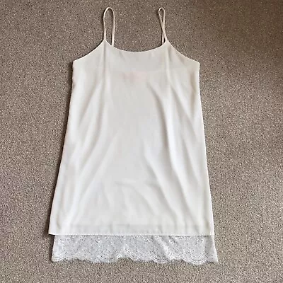 Oh My Love Cream Midi Slip Lined Dress Lace Trim EUR M Used • £12