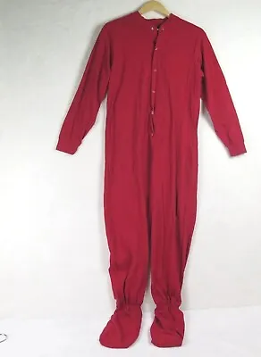 Big Feet Pajama Co Long Johns ADULTS Sm Red Classic Footed Hook & Loop Trap Door • $14.99