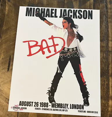 Michael Jackson Bad Poster Replica 8x10 Photo Print Concert Poster Cardstock • $7.99