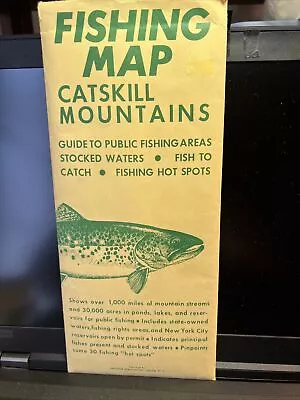FISHING MAP Of The CATSKILL MOUNTAINS NY In Original Envelope - Vintage   • $15