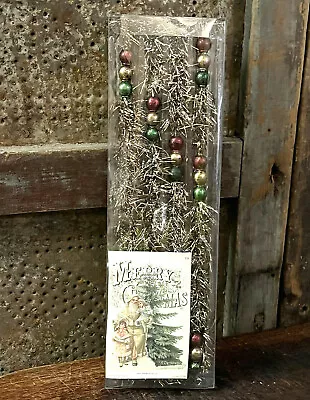 Vintage Style Glass & Tinsel Christmas Tree Red Green Gold Beaded Garland 72  • $21.24