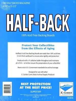 100 E. Gerber Half Back MAGAZINE SIZE 24pt Acid Free Backing Boards 858HB • $41.95