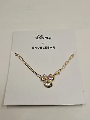 Disney Baublebar Necklace Minnie Mouse Necklace Sparkly Bow Gold NEW Chain • $26.99