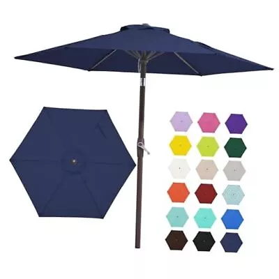  Patio Umbrella Market Table Umbrella With 6 Sturdy Ribs Push 7.5FT Navy • $49.91