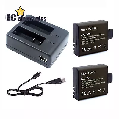 1Set PG1050 Rechargable Camera Dual Battery+ Charger For Eken V8s H8 H9 H8R H9R • $13.94