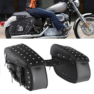 $135.99 • Buy PU Leather Motorcycle Side Saddlebags Luggage For Yamaha V-Star XVS 650 950 1100