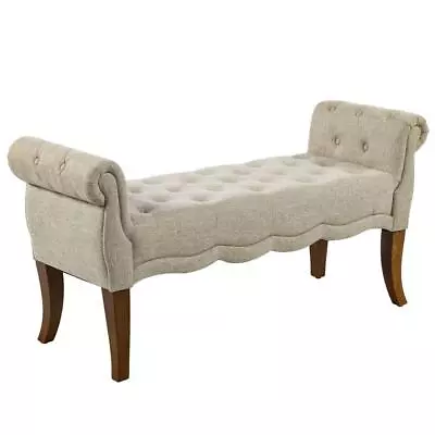 HOMCOM Entryway Shoe Bench 24.25  H X 48.75  W Backless Linen Upholstery Beige • $193.30