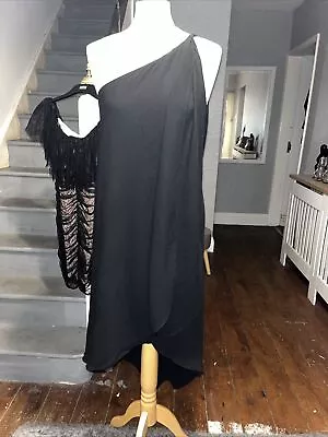 Mango Multi Layer Black Asymmetric Black Size 10/12 Dress Tags Attached  • £7