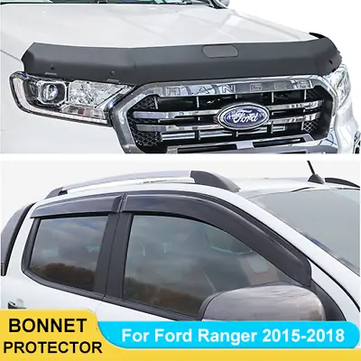 Bonnet Protector + Weathershields Set For Ford Ranger 2015-2022 PX MKII Dual Cab • $135.99