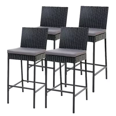 $296.95 • Buy Gardeon Set Of 4 Outdoor Bar Stools Dining Chairs Wicker Furniture