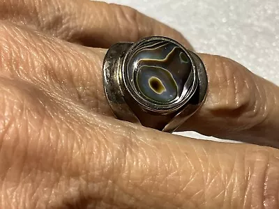 Sterling Silver 925 Modernist ABALONE  Ring Size 6 -7 Adjustable • $9.99