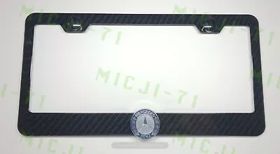 3D Mercedes Benz Emblem Carbon Fiber Style Stainless Steel License Plate Frame • $38.99