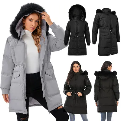 $36.99 • Buy Women Winter Warm Fur Collar Hooded Long Coat Jacket Parka Outwear Hot Sale Coat