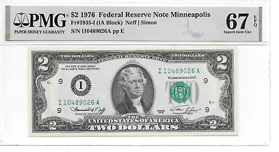 1976 Minneapolis $2 FRN (IA Block) PMG 67 EPQ Superb Gem Uncirculated • $35