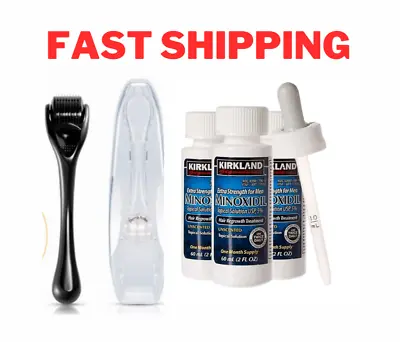 Kirkland Minoxidil 5% Extra Strength Beard Hair Growth Derma Roller 3 Months Sup • $26.99