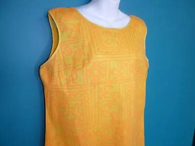 Vtg 60s Via Moda Paper Dress Yellow Orange Tribal Motif VOLUP Size XL *TLC • $44