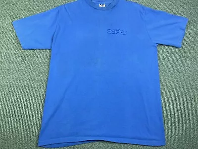 Vintage Adidas T Shirt Men’s Large Made In USA Blue Single Stitch Textured Logo • $10
