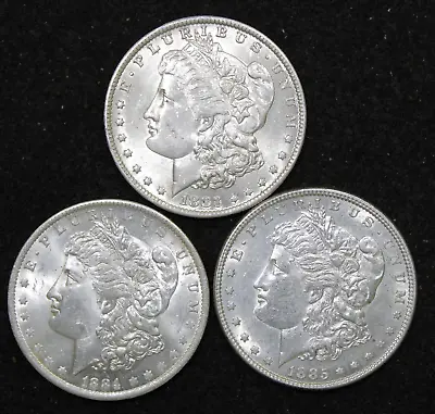 LOT Of 3 **HIGH VALUE** BU Morgan Silver Dollars - Each 1904 Or Earlier!!! • $158.13