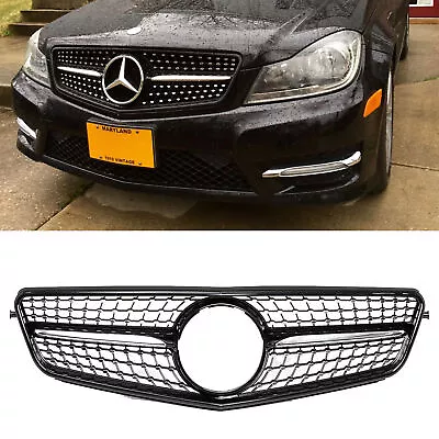 Black Sport Style Front Grille Grill For Mercedes W204 C250 C200 C300 2008-2013 • $47.88