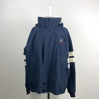 Vintage 90s Nautica Zip Jacket Coat Yacht Club Sailing Striped Navy Blue Size L • $25
