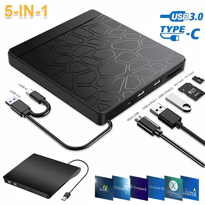 £18.79 • Buy Slim External Usb 3.0 Dvd Cd Rw Writer Drive Burner Reader Player For Laptop Pc